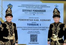 Pemkab Konawe Raih Penghargaan Terbaik I Kinerja Pengelolaan DAK Fisik